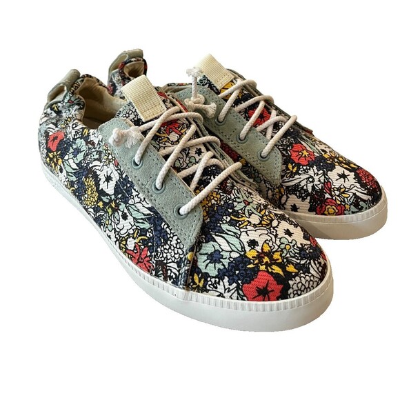 Timberland Slip On Shoes Womens Size 8.5  Floral Print Canvas Boat Flats Sneaker - Picture 1 of 13